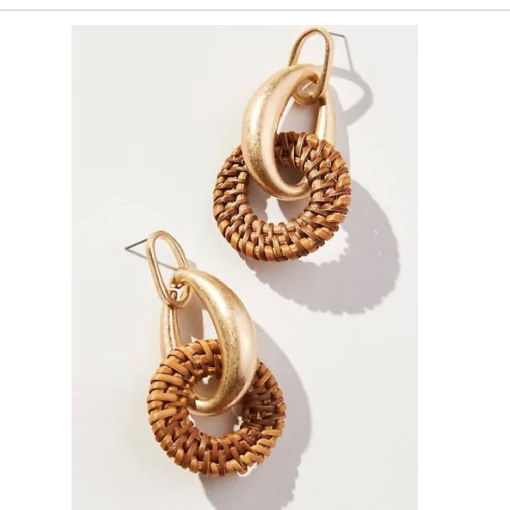 Anthropologie Raffia Hoop earrings